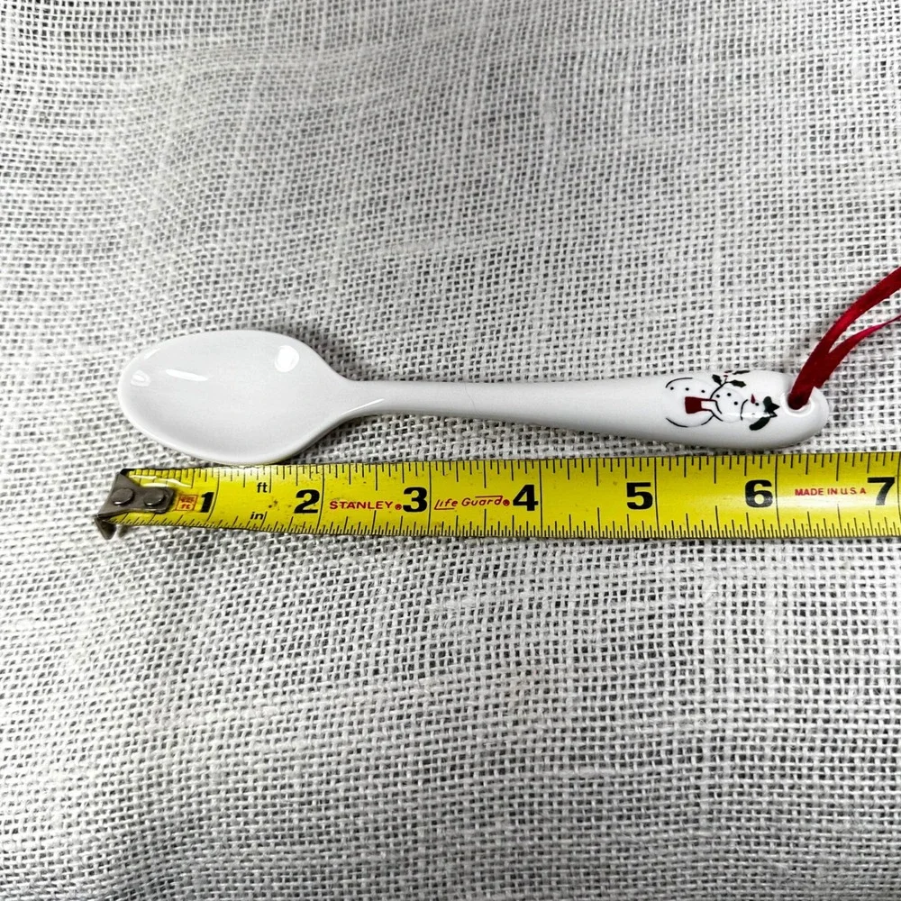 Williams Sonoma Ceramic Spoon Christmas Ornament Snowman White Holiday Decor WS